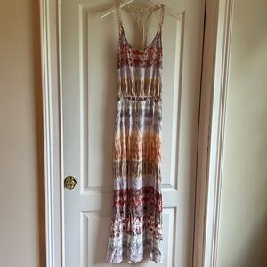 Aqua printed maxi dress